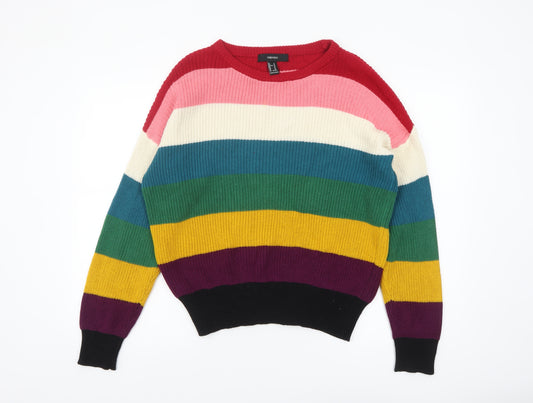Forever 21 Women’s Multicoloured Stripe Cotton Knit Jumper Size 12