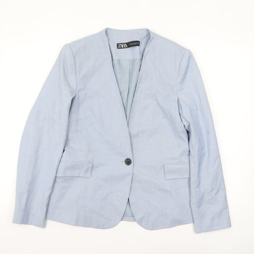 Zara Women Blue Tailored Single-Breasted Blazer Size 12