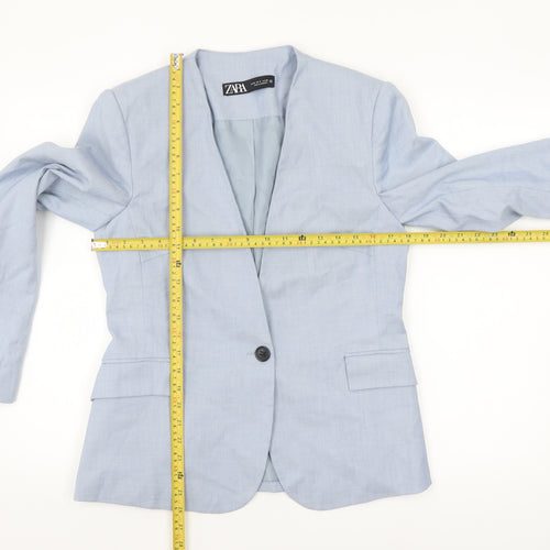 Zara Women Blue Tailored Single-Breasted Blazer Size 12