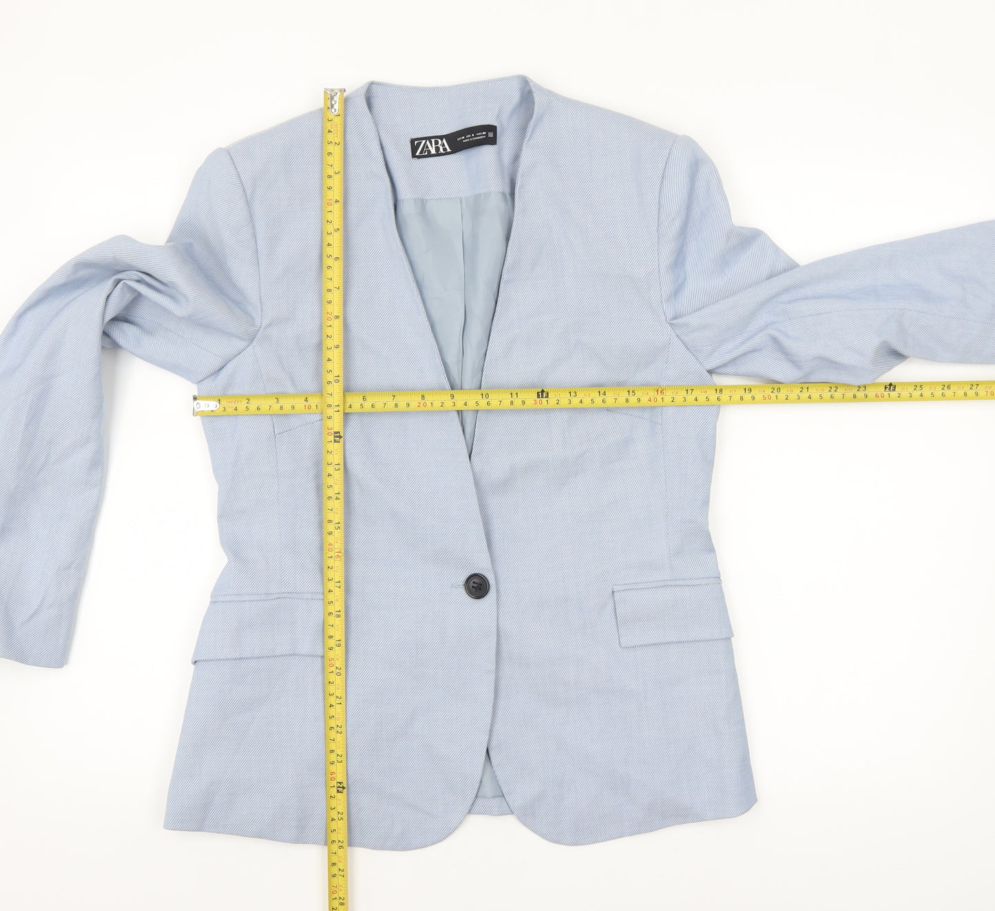 Zara Women Blue Tailored Single-Breasted Blazer Size 12