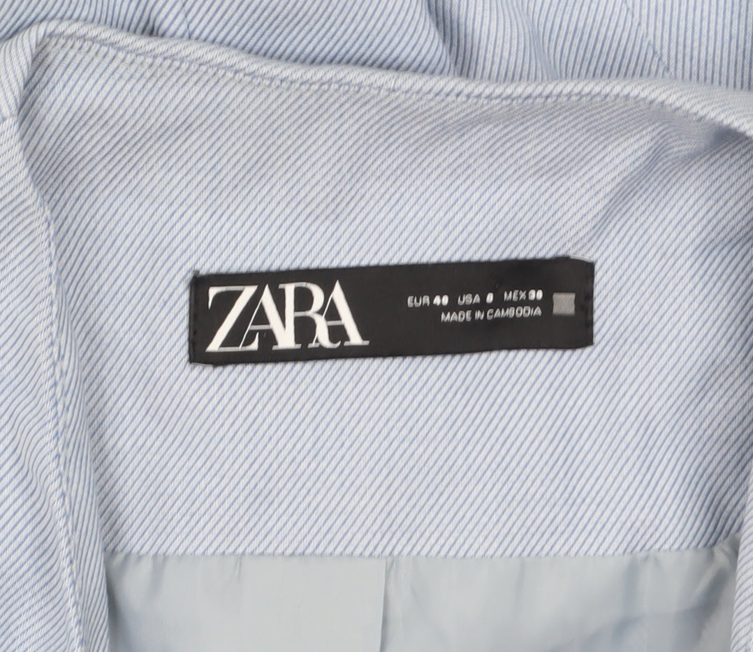 Zara Women Blue Tailored Single-Breasted Blazer Size 12