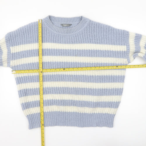 Nutmeg Women Blue White Striped Chunky Knit Pullover Jumper Size 16/18