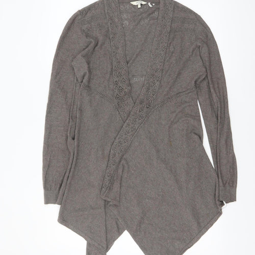 FatFace Women’s Brown Long Sleeve Open Knit Cotton Cardigan Size 12