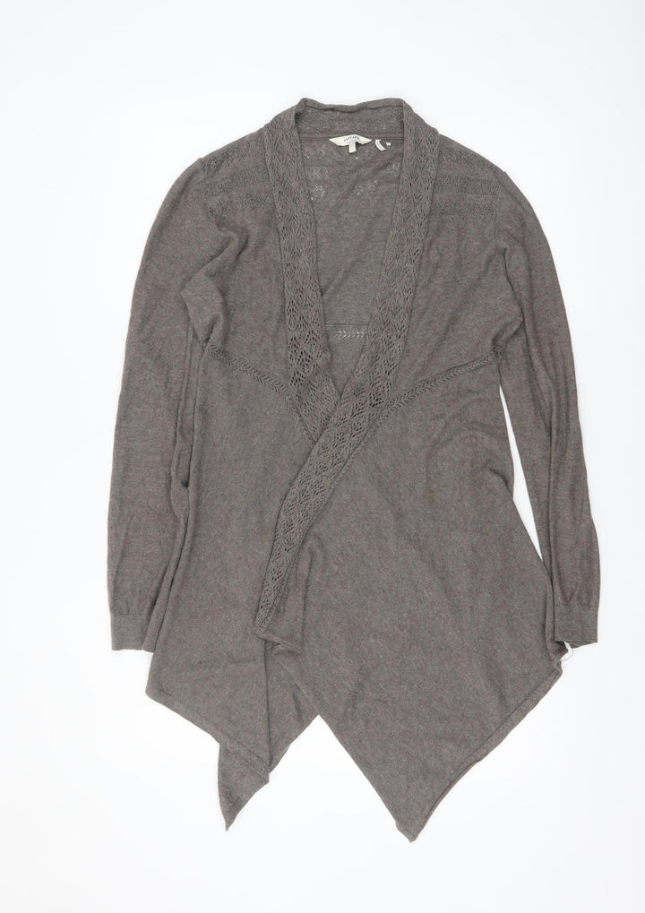 FatFace Women’s Brown Long Sleeve Open Knit Cotton Cardigan Size 12