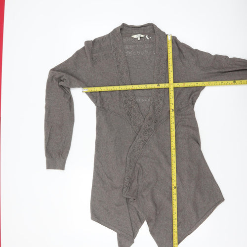 FatFace Women’s Brown Long Sleeve Open Knit Cotton Cardigan Size 12