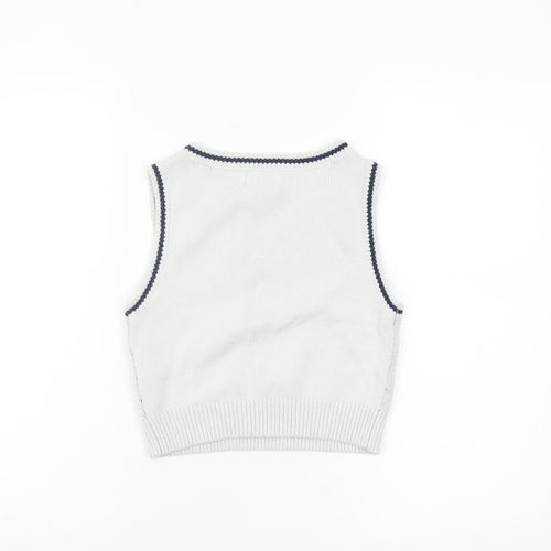 Hollister Women White Argyle Knit V-Neck Sleeveless Vest XS