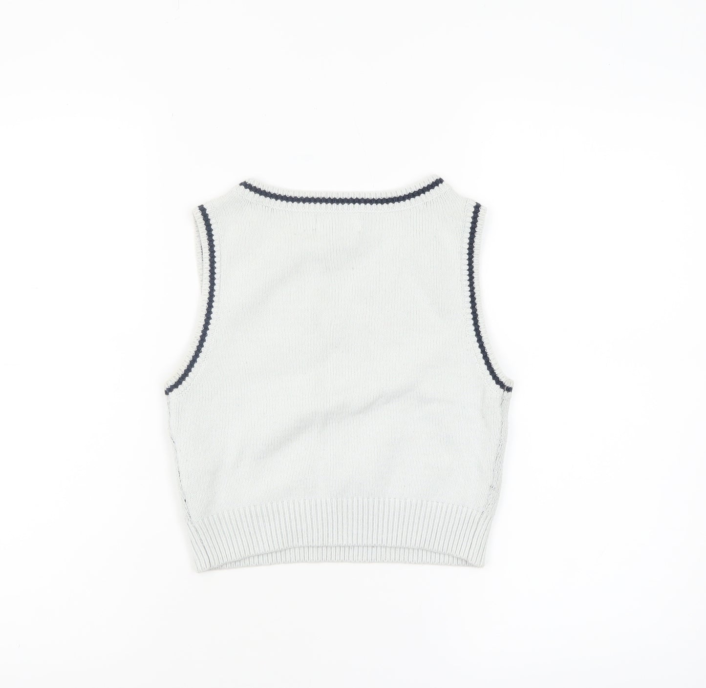 Hollister Women White Argyle Knit V-Neck Sleeveless Vest XS