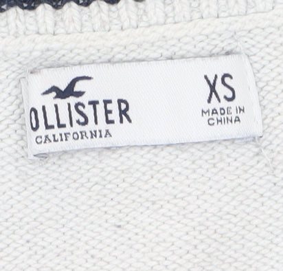 Hollister Women White Argyle Knit V-Neck Sleeveless Vest XS