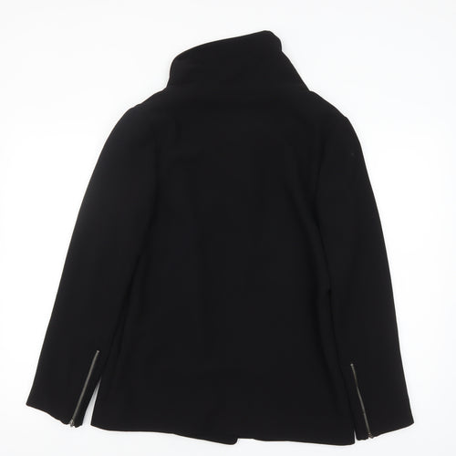 Next Women's Black Biker Jacket Size 10 Zip Detail Classic Style