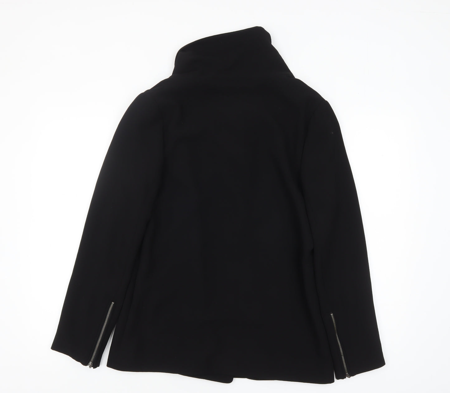 Next Women's Black Biker Jacket Size 10 Zip Detail Classic Style