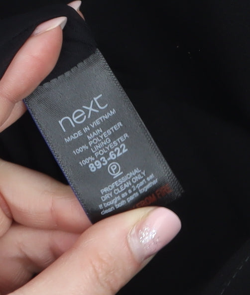 Next Women's Black Biker Jacket Size 10 Zip Detail Classic Style