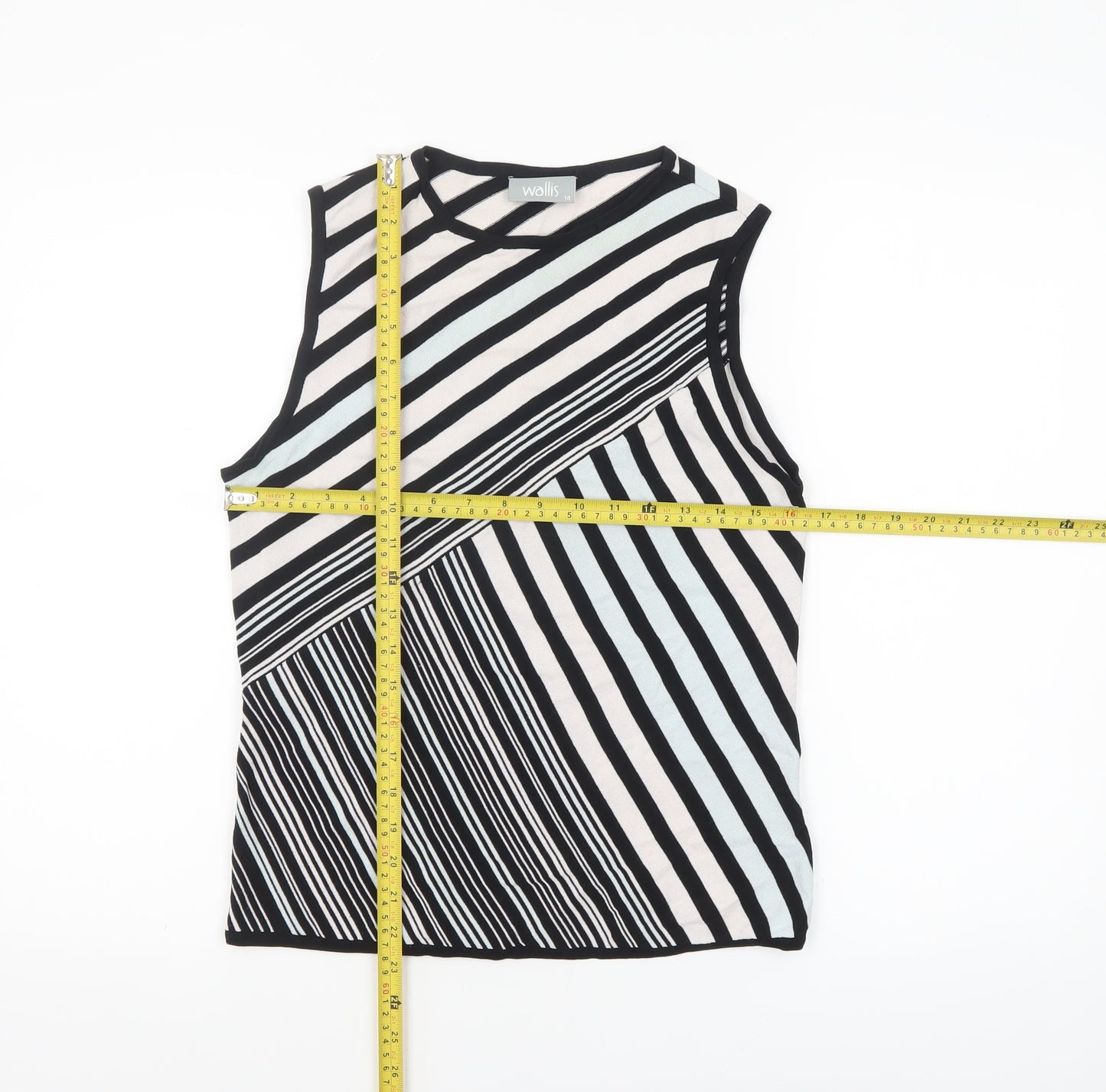 Wallis Women's Multicoloured Striped Sleeveless Knit Tank Top Size 14