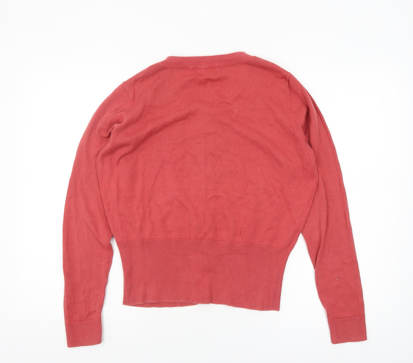 Monsoon Women’s Red Cotton Knit Cardigan Size L Long Sleeve