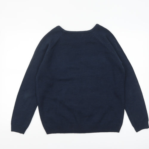 Christmas Women's Navy Blue 12-14 Santa Pullover Jumper Acrylic