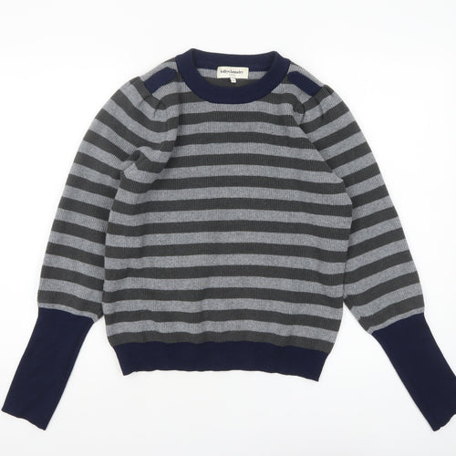 Lollys Laundry Women Grey Striped Pullover Jumper Size M