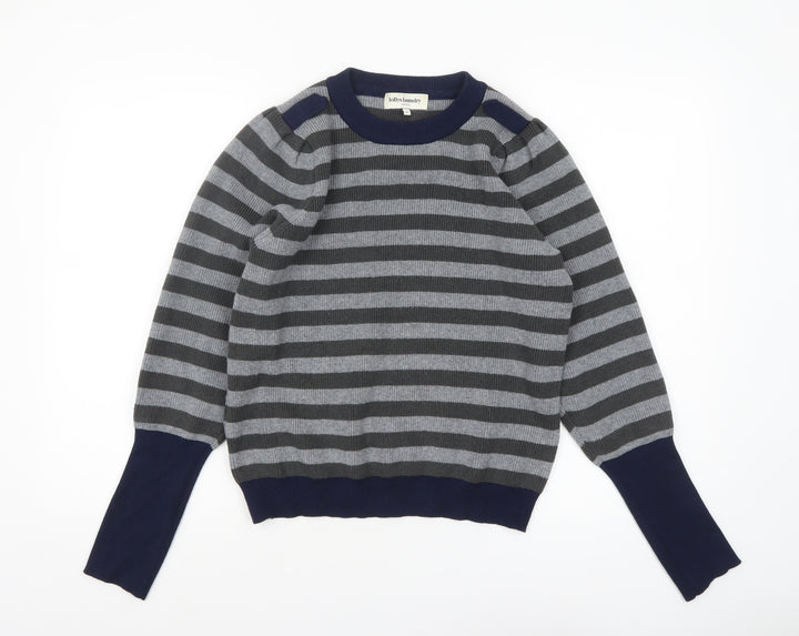 Lollys Laundry Women Grey Striped Pullover Jumper Size M