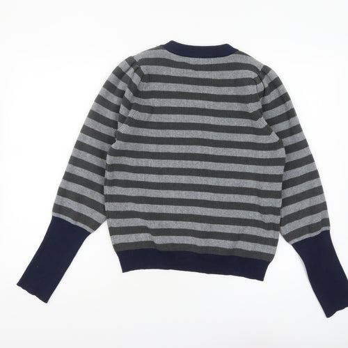Lollys Laundry Women Grey Striped Pullover Jumper Size M