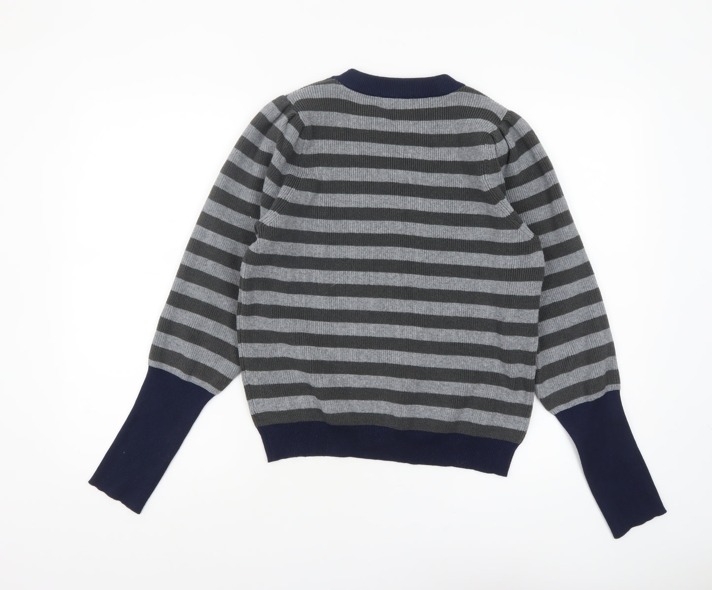 Lollys Laundry Women Grey Striped Pullover Jumper Size M