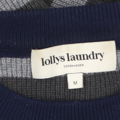 Lollys Laundry Women Grey Striped Pullover Jumper Size M