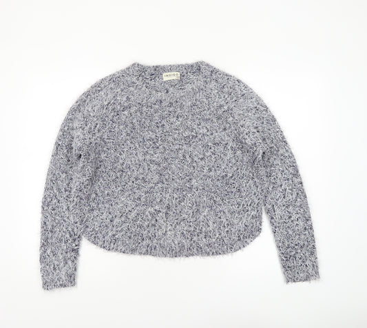 Marks and Spencer Women Grey Fuzzy Knit Pullover Jumper Size 14