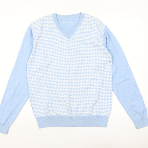 Adolfo Dominguez Men’s Blue Cotton V-Neck Jumper Size M