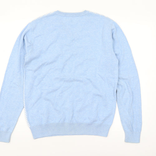 Adolfo Dominguez Men’s Blue Cotton V-Neck Jumper Size M