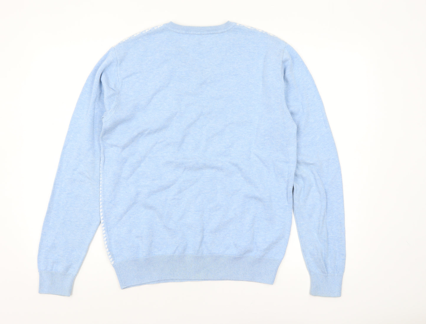 Adolfo Dominguez Men’s Blue Cotton V-Neck Jumper Size M