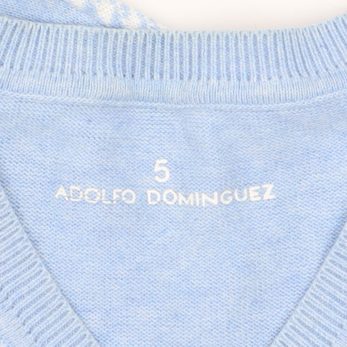 Adolfo Dominguez Men’s Blue Cotton V-Neck Jumper Size M