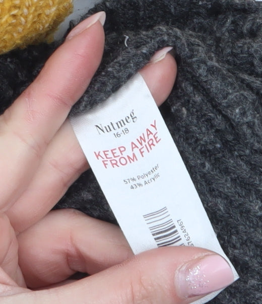 Nutmeg Women Multicoloured Striped Chunky Knit Jumper Size 16-18