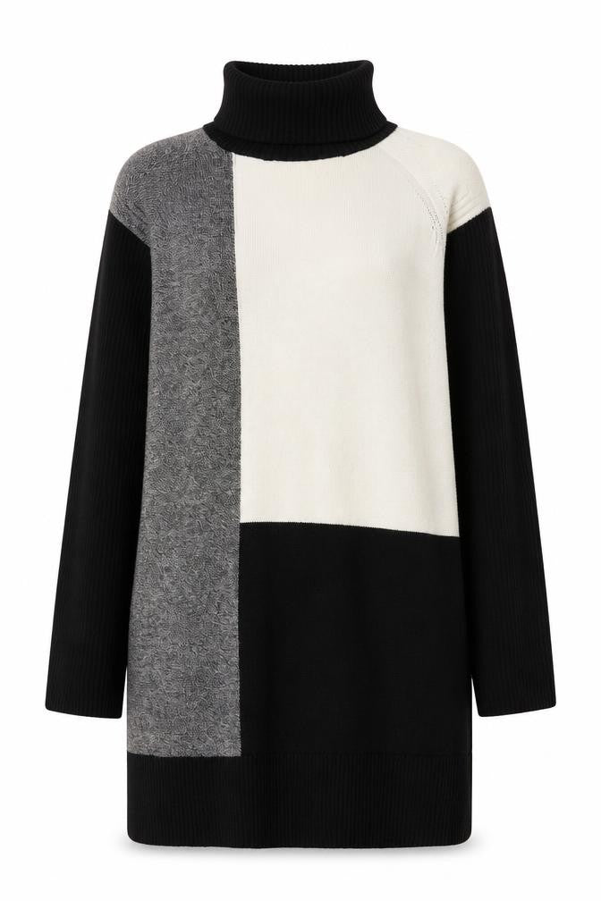 Front view of River Island Women’s Multicolour Roll Neck Tunic Jumper, size S