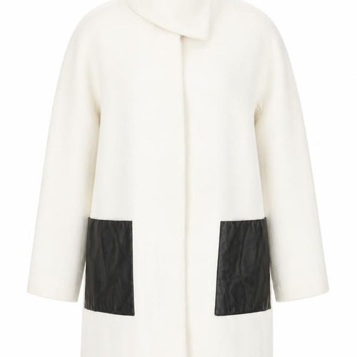 DKNY Women’s Ivory Wool Blend Overcoat Size 12 Long Designer Style