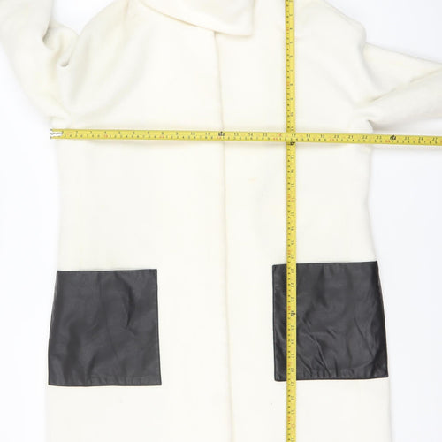 DKNY Women’s Ivory Wool Blend Overcoat Size 12 Long Designer Style