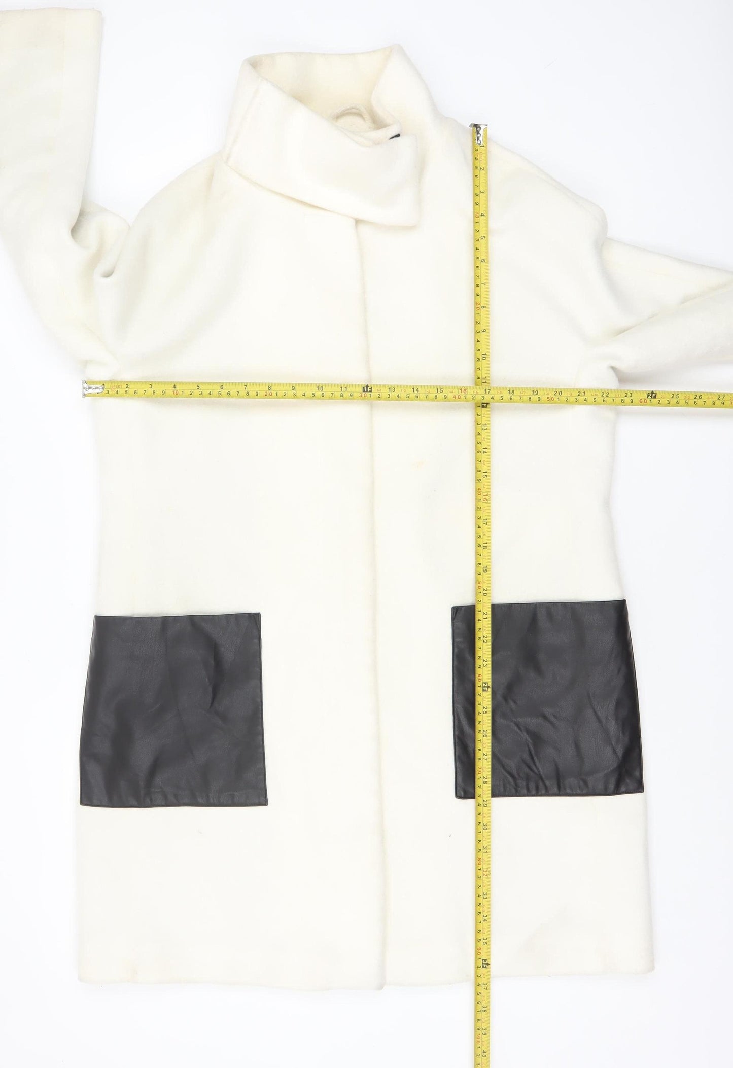 DKNY Women’s Ivory Wool Blend Overcoat Size 12 Long Designer Style