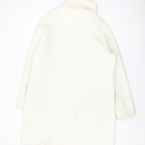 DKNY Women’s Ivory Wool Blend Overcoat Size 12 Long Designer Style