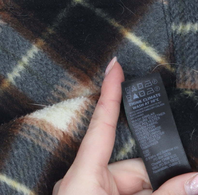 Marks and Spencer Men's Brown Check Flannel Jacket Size S Casual