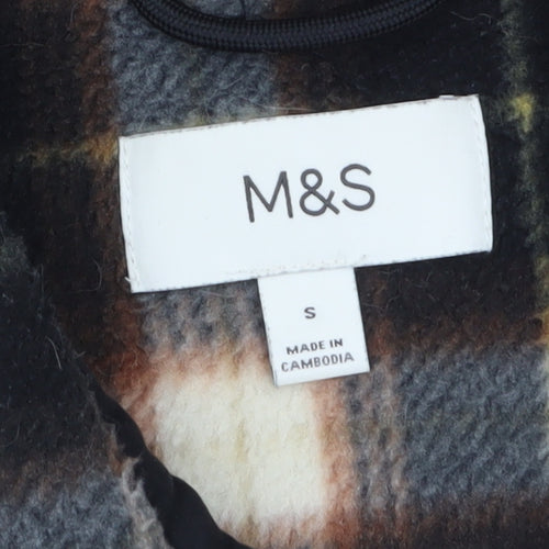 Marks and Spencer Men's Brown Check Flannel Jacket Size S Casual