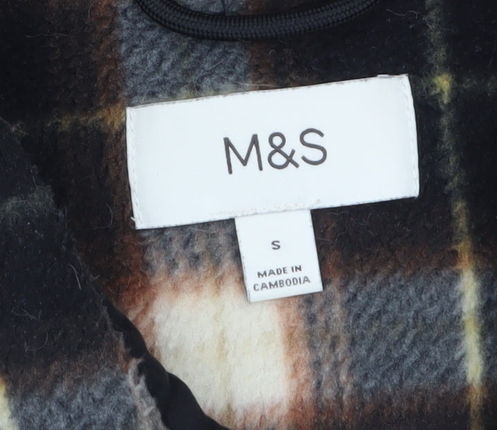 Marks and Spencer Men's Brown Check Flannel Jacket Size S Casual