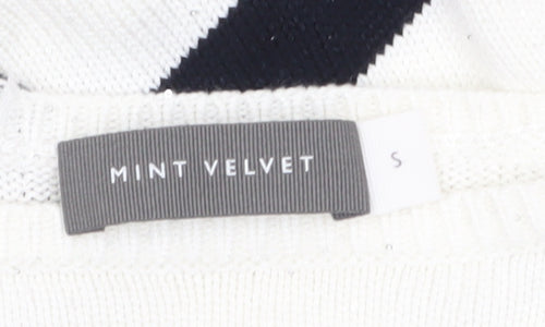Mint Velvet Women's White Black Striped Full Zip Jumper Size S