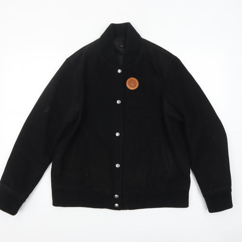 Uniqlo Mens Black Wool Varsity Jacket M Regular Stand-Up Collar