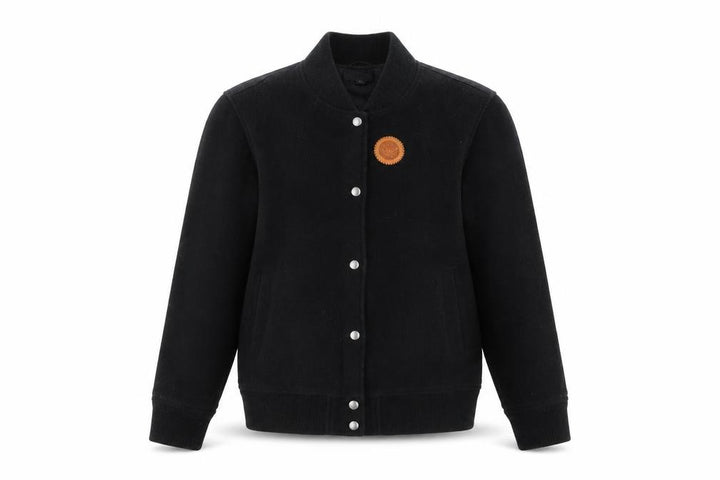 Uniqlo Mens Black Wool Varsity Jacket M Regular Stand-Up Collar