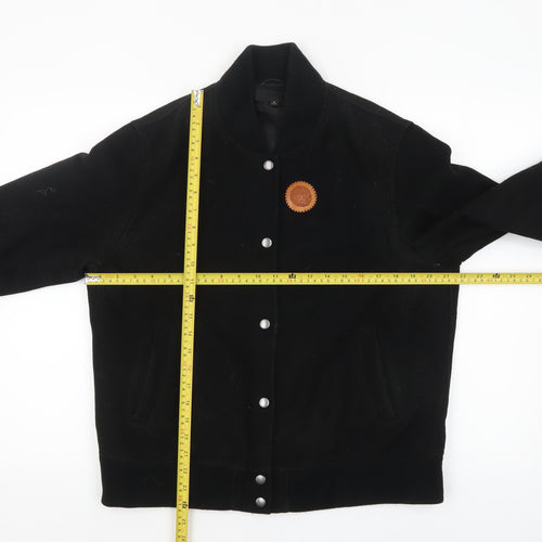Uniqlo Mens Black Wool Varsity Jacket M Regular Stand-Up Collar