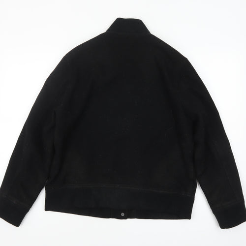 Uniqlo Mens Black Wool Varsity Jacket M Regular Stand-Up Collar