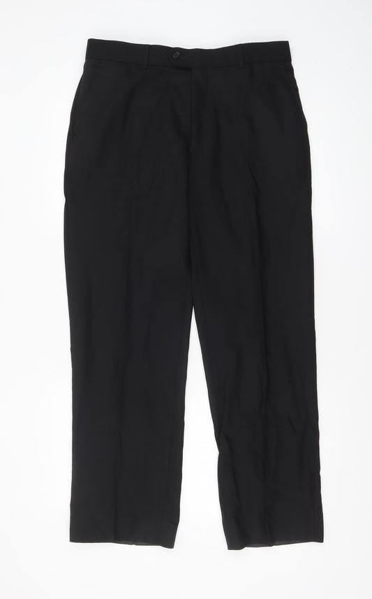 Jeff Banks Men's Black 34in Wool Travel Dress Pants
