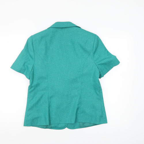 EWM Women's Green Size 12 Short Sleeve Two-Button Blazer