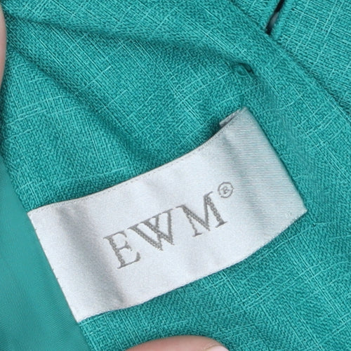 EWM Women's Green Size 12 Short Sleeve Two-Button Blazer