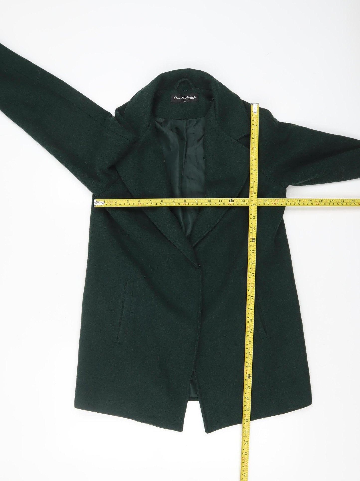 Miss Selfridge Women’s Green Wool Blend Mid-Length Coat UK 8