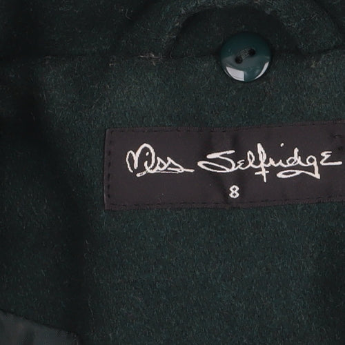 Miss Selfridge Women’s Green Wool Blend Mid-Length Coat UK 8