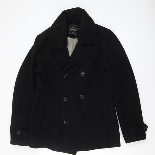 Topman Men's Black Wool Pea Coat M Classic Winter Jacket