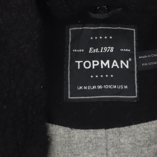 Topman Men's Black Wool Pea Coat M Classic Winter Jacket