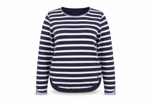 Front view of Mantaray Women Blue Striped Long Sleeve jumper, size 12